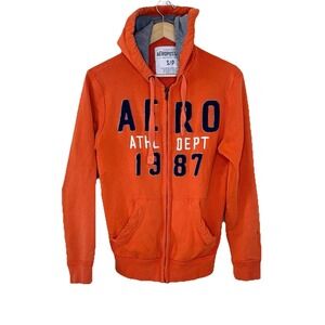 Aeropostale Athletic Dept 1987 Zip Hoodie Y2K Mens Size S Orange Grunge